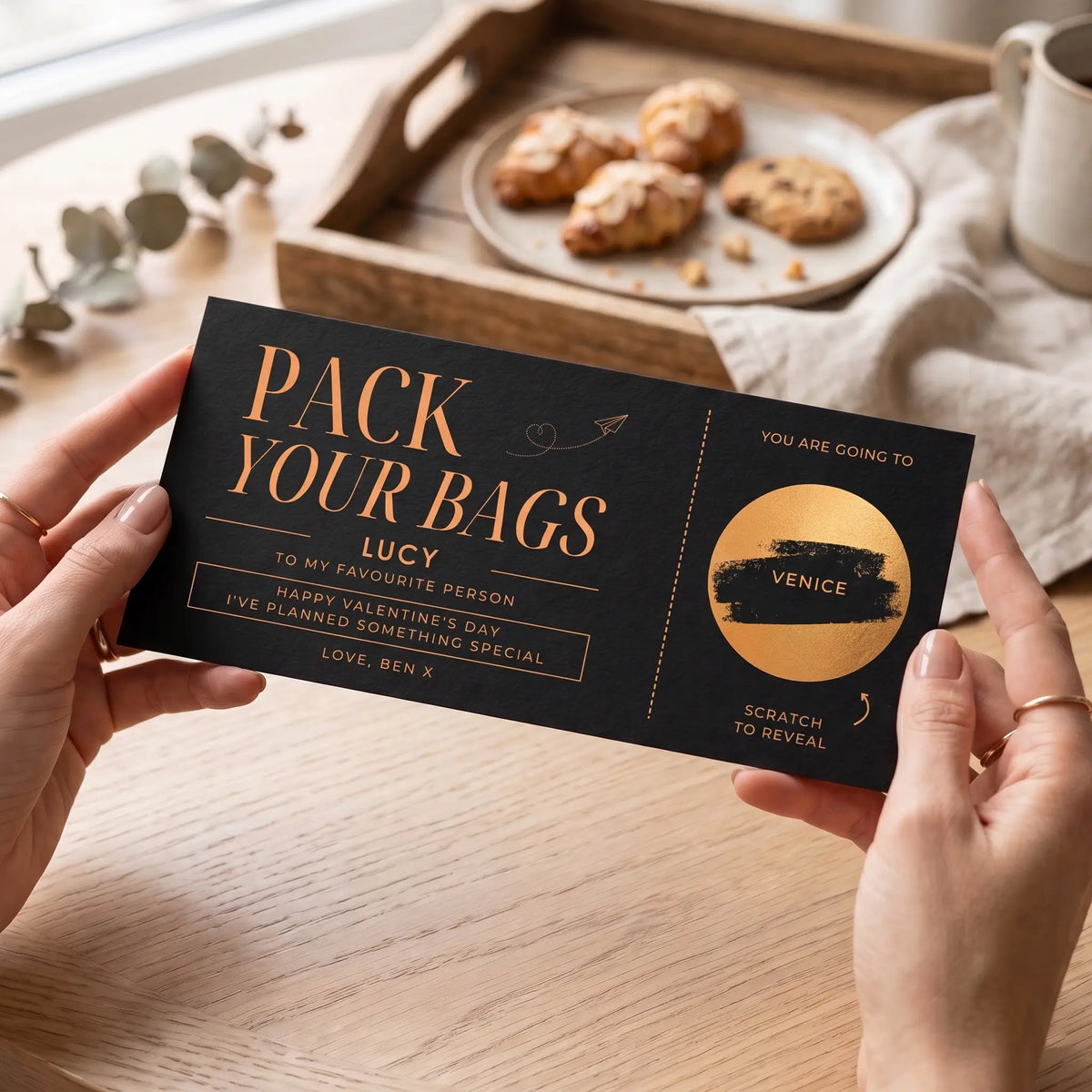 Romantic Trip Scratch-Reveal Card in black