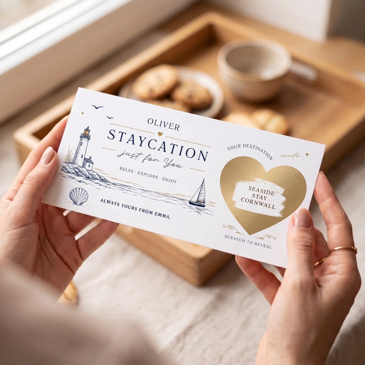 Personalised Seaside Staycation Reveal Card