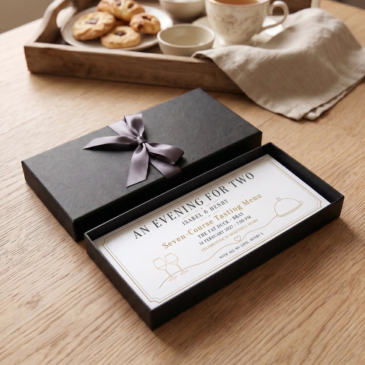 Evening for Two Experience Voucher presented in a black gift box